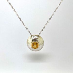 Sterling Silver Pendant Citrine Set