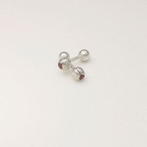 Sterling Silver Dumbbell Cuff Links Set 5mm Garnet’s