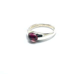 Sterling Silver ring set 7x5 Cabochon Pink Tourmaline