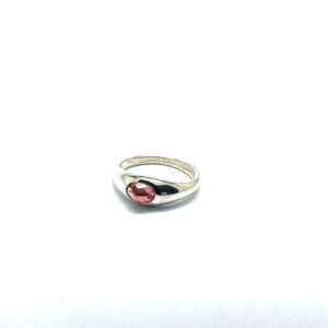 Sterling Silver ring set faceted 7x5 pink Tourmaline